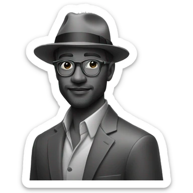 stylish man in grayscale portrait sticker