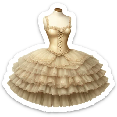 Vintage rococo begie  tutu sticker