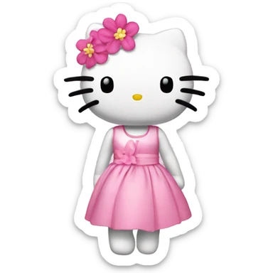 Hello kitty with pink flowers and a pink dress  sticker