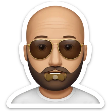 A bald man with a trimmed beard, wearing black sunglasses and a confident expression. sticker