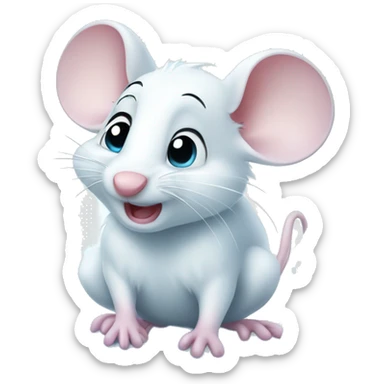Cute cartoony white mouse frozen in ice from cold sticker
