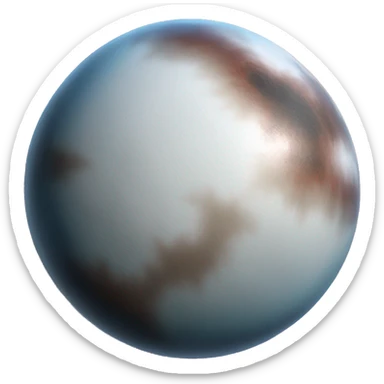1 planet, with icy surface, mostly white, light brown, red brown, grayish blue, and dark charcoal, reflecting its icy plains, organic-rich regions, and rocky surfaces. sticker