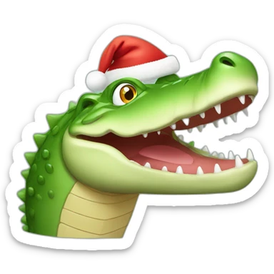 Crocodile in Santa Claus hat sticker