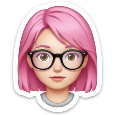 Girl with pink hair and glasses sticker