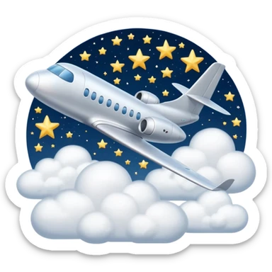a plane flying above clouds and below stars sticker