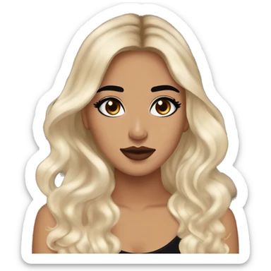 Maddy Perez euphoria show teenager: warm brown eyes, bold black eyeliner, dark arched brows, full nude-berry lips, light latina skin, high cheekbones, sleek dark brown long hair in waves/ponytail, rhinestones on her face

 sticker