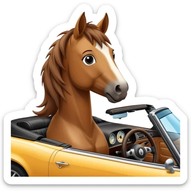 Horse driving a convertible  sticker