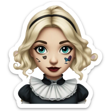 Realism Alice in Wonderland with neck tattoos and dark eye makeup sticker