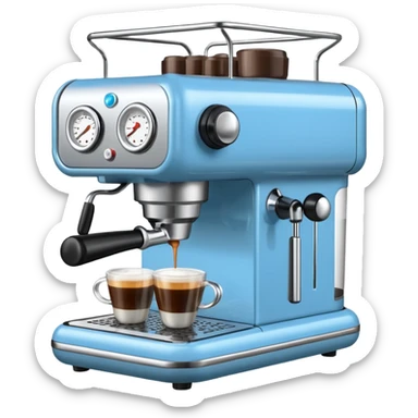 Light blue Espresso machine brewing espresso sticker