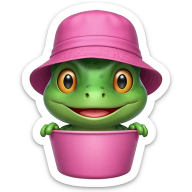Frog with a pink bucket hat sticker