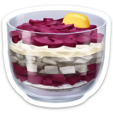 Shuba russian Layered Beet dish  with Herring and mayonnaise in Crystal bowl  sticker
