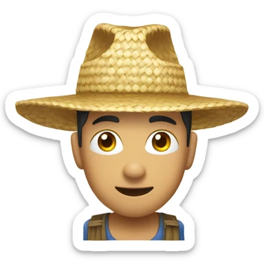 Straw rice farmer hat sticker