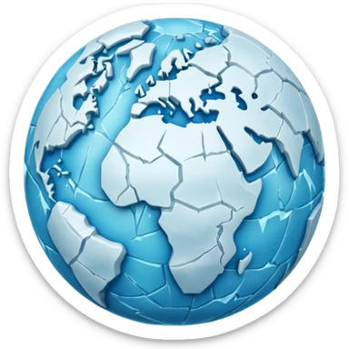 sphere globe planet, surface covered with ice and frozen sticker