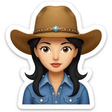 A punchy jet black haired cowgirl sticker