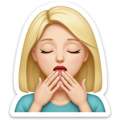 A female closing her eyes sticking out her tongue and grabbing her throat with both hands  sticker