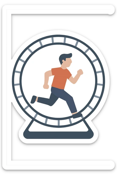 Uomo che corre dentro la ruota del criceto sticker