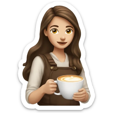 Girl with brown hair who likes a cappuccino and Christmas  sticker