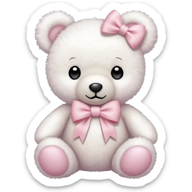White teddy bear with light pink bow sticker