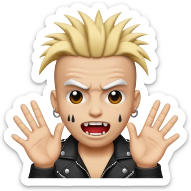 punk emoji, hardcore rock face emoji with hands sticker