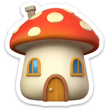 A very cute Whimsical cottagecore vibe, Mushroom house, extreme detail, colorful with neutral cottagecore tones, isolated still life, 8k, 600 dpi sticker