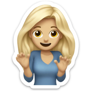 blonde girl being super excited to see her brunette boyfriend  sticker