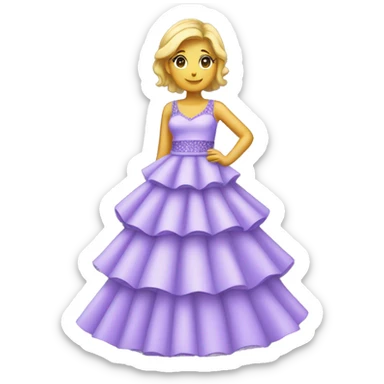 A lavender purple tiered sparkly dress. The layers should be slightly different shades of lavender and should be long  sticker