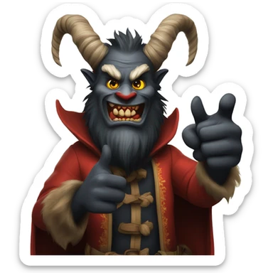 Krampus giving a thumbs up sticker