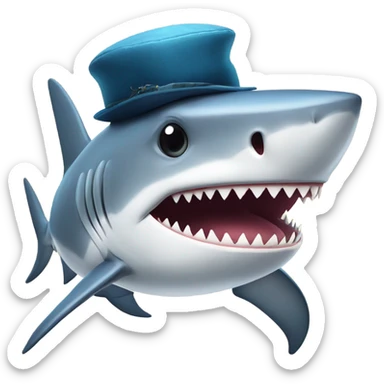 A shark with a hat sticker