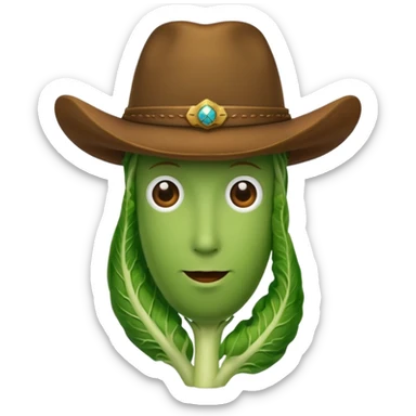 faceless green vegetable with a top cowboy hat sticker