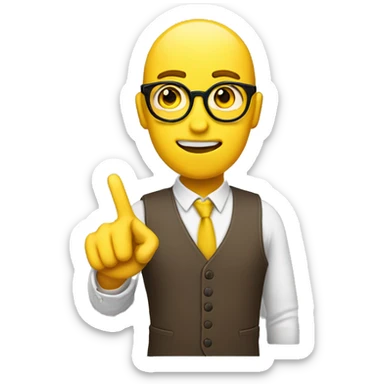 yellow circle nerd emoji with index finger pointing up sticker