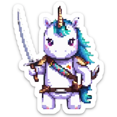 unicorn wielding a katana sticker