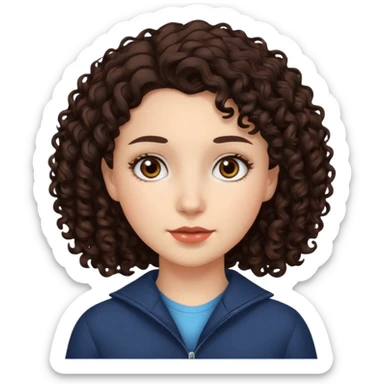 curly hair girl Canadian white brown dark curly hair sticker