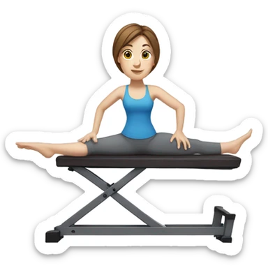 White woman with brown hair doing pilates  sticker