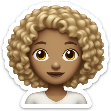 Dark blonde curly hair girl with not very white skin sticker