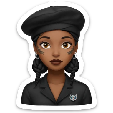 black woman with tattooed faces wearing berets sticker