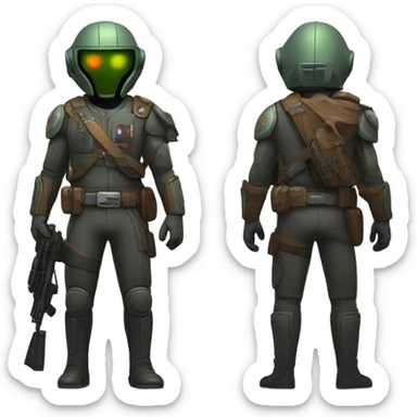 Martian bounty hunter aiming rifle, front and back sticker