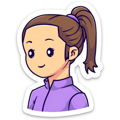 Happy girl with ponytail sticker