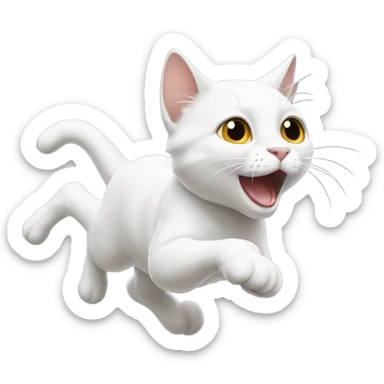 White cat jumping sticker