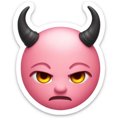 Blush pink emoji with devil horns smirk sticker
