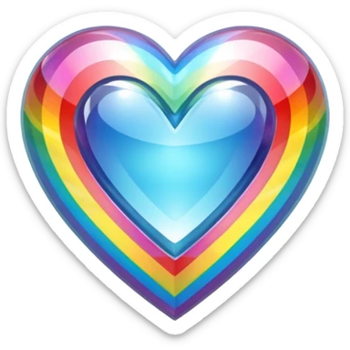 crystal clear heart rainbow sticker