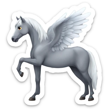 Grey horse with wings full body  sticker