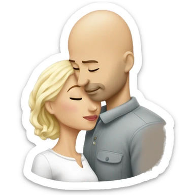 Bald man kissing blonde woman sticker