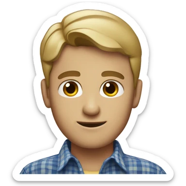 Short hair Dark blond man with hazel eyes in a plaid shirt  sticker
