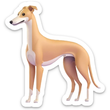 full body greyhound dog standing alert, iOS 18 look sticker
