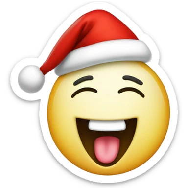 Laughing face middle finger Santa hat sticker