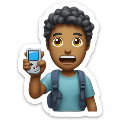 Big Sri Lanka guy with gameboy in hand, screaming sticker