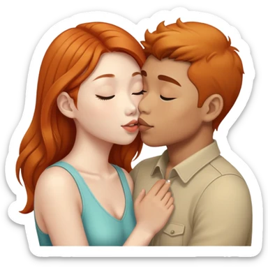 asian man and ginger girl kissing sticker