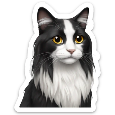 Black and white long haired cat sticker