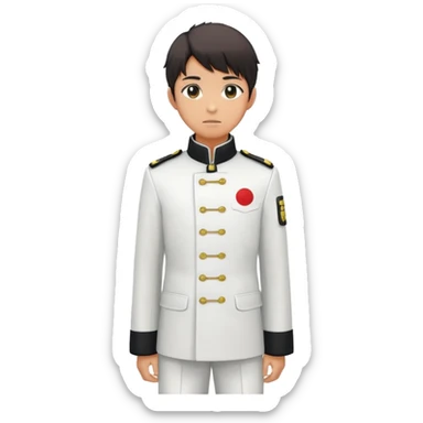Japanese high school boy in gakuran uniform with black standing collar sticker