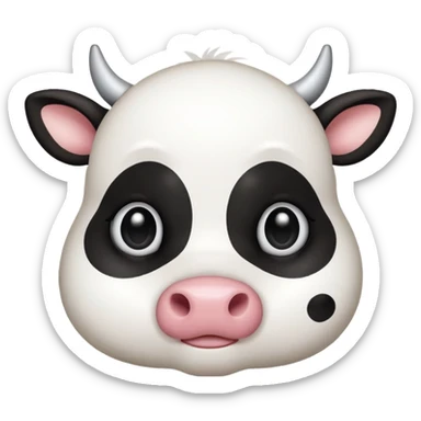 simple kawaii cow face, very simple dot eyes, big pupils sticker
